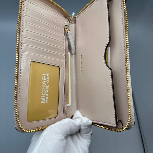 Michael Kors Jet Set Soft Pink Large Flat Multifunction Phone Case Wristlet READ - Picture 9 of 15